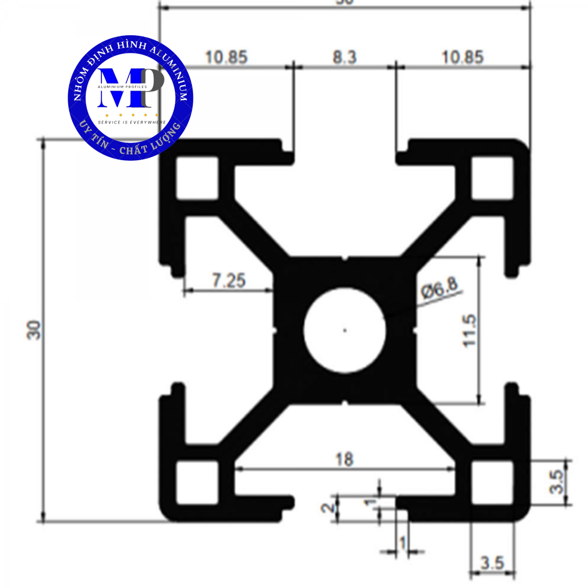 Nhôm định hình 30x30